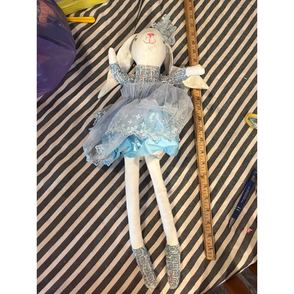 Cupcakes and Cashmere Ballerina Bunny Plush Doll Blue Tutu Lace Crown 24 Inch